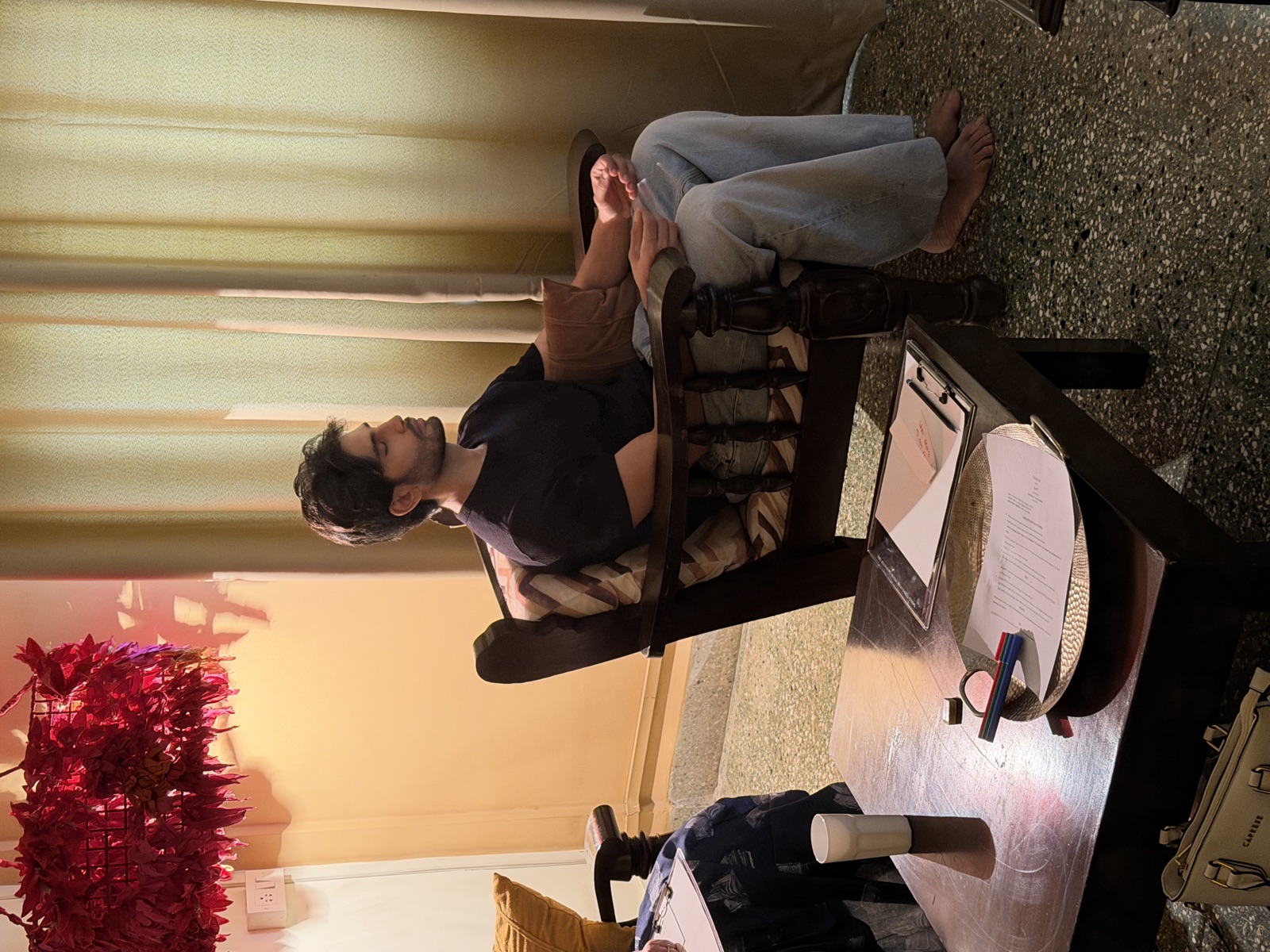 A participant practicing silence individually