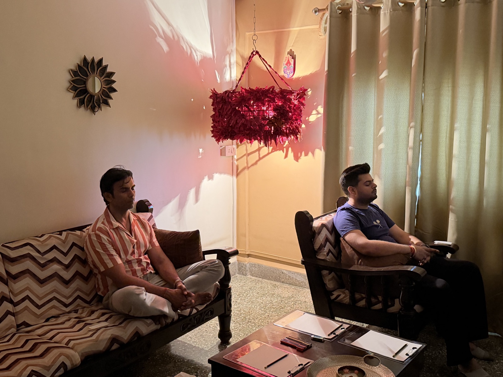 Participants sitting quietly during a Silence and Self workshop
